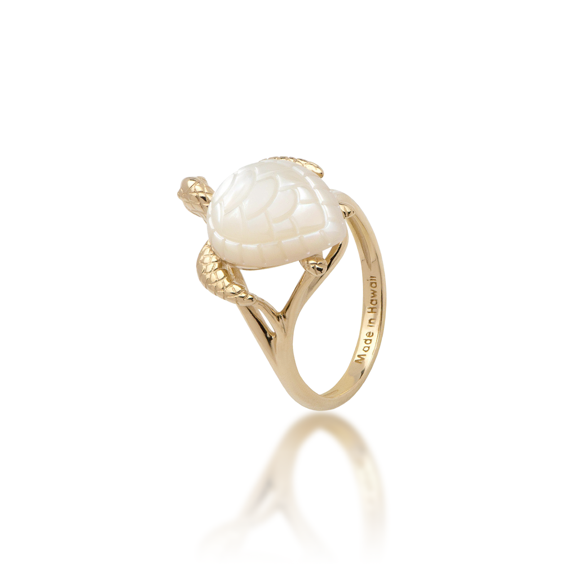 Honu (Sea Turtle) Mother of Pearl Ring in Gold - 18mm