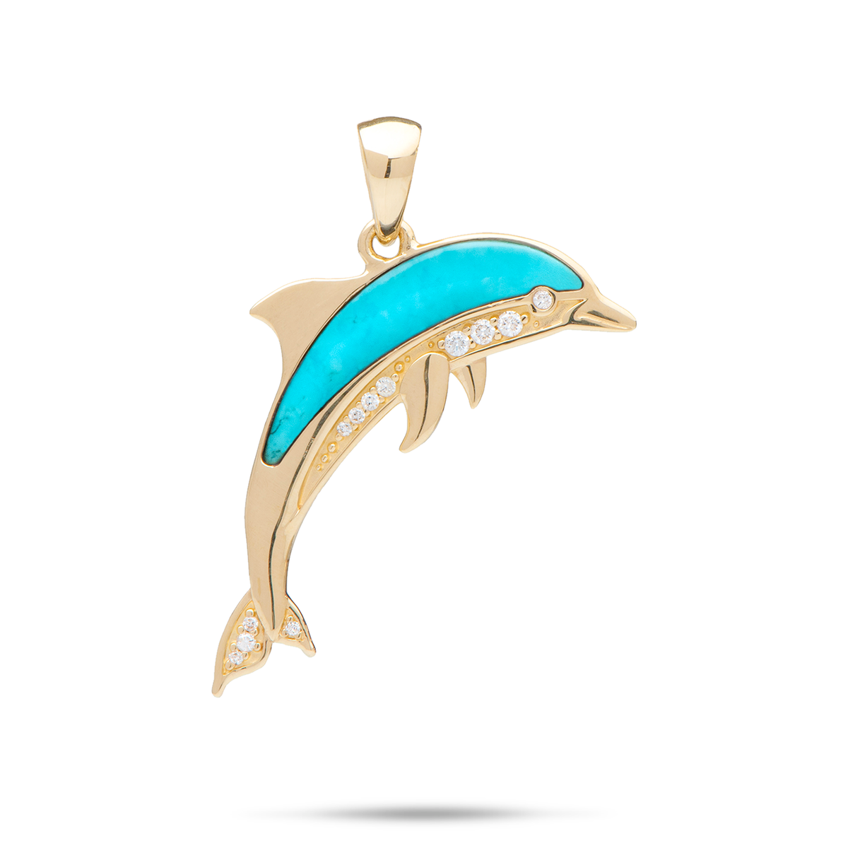 Collana Con Ciondolo Delfino In Argento 925, Turchese E Cristallo, Marchasite, Gioiello Verona Jewelers