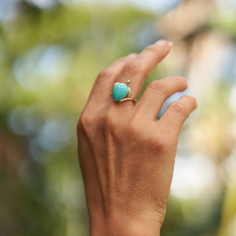Honu Turquoise Ring in Gold - 18mm