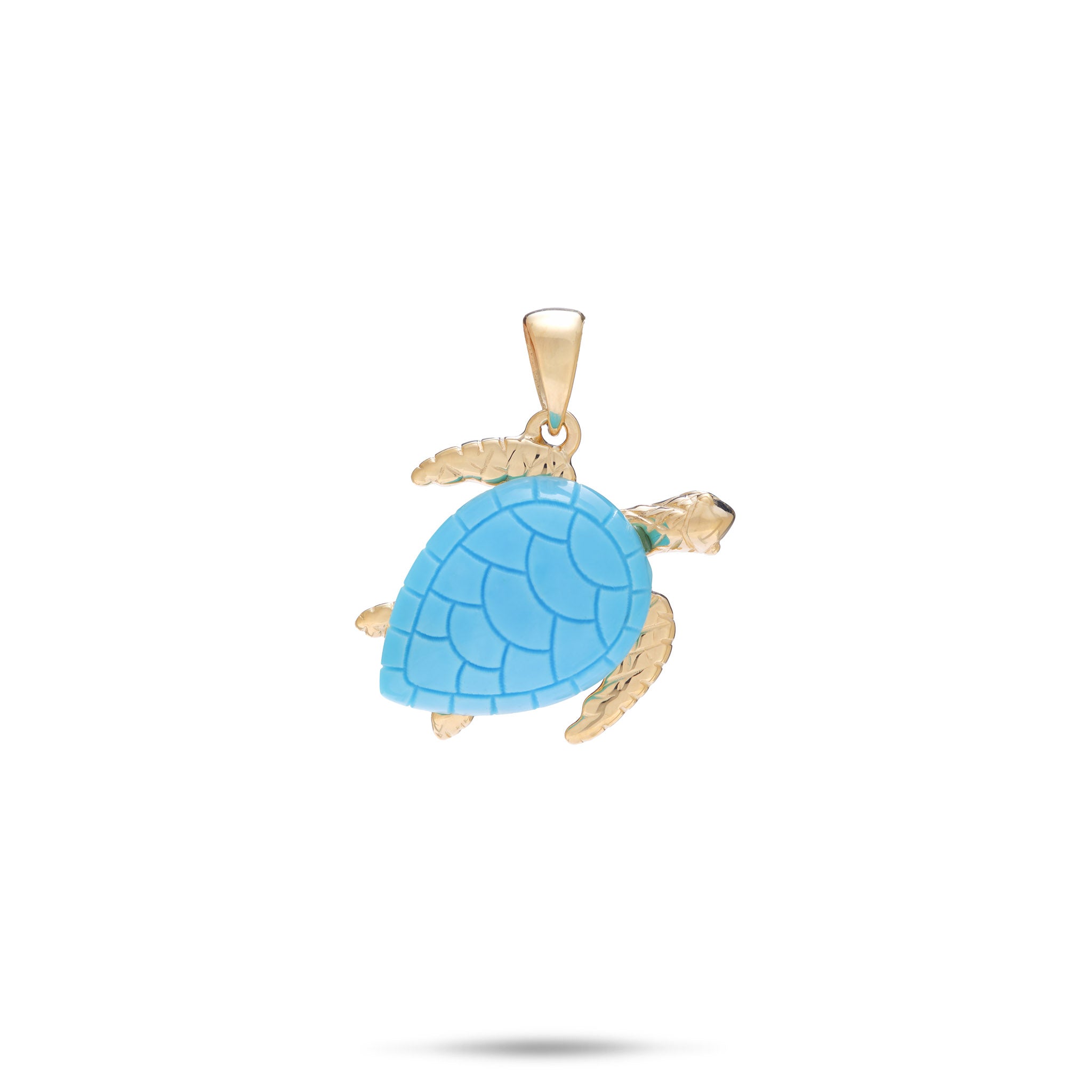 Honu Turquoise Pendant in Gold - 15mm