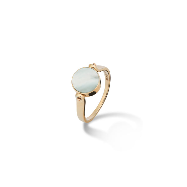 Eclipse Flipside Turquoise & Mother of Pearl Ring in Gold - 9mm