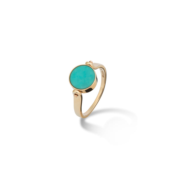 Eclipse Flipside Turquoise & Mother of Pearl Ring in Gold - 9 mm