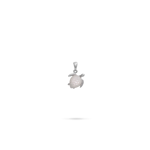 Honu Mother of Pearl Pendant in White Gold - 13mm