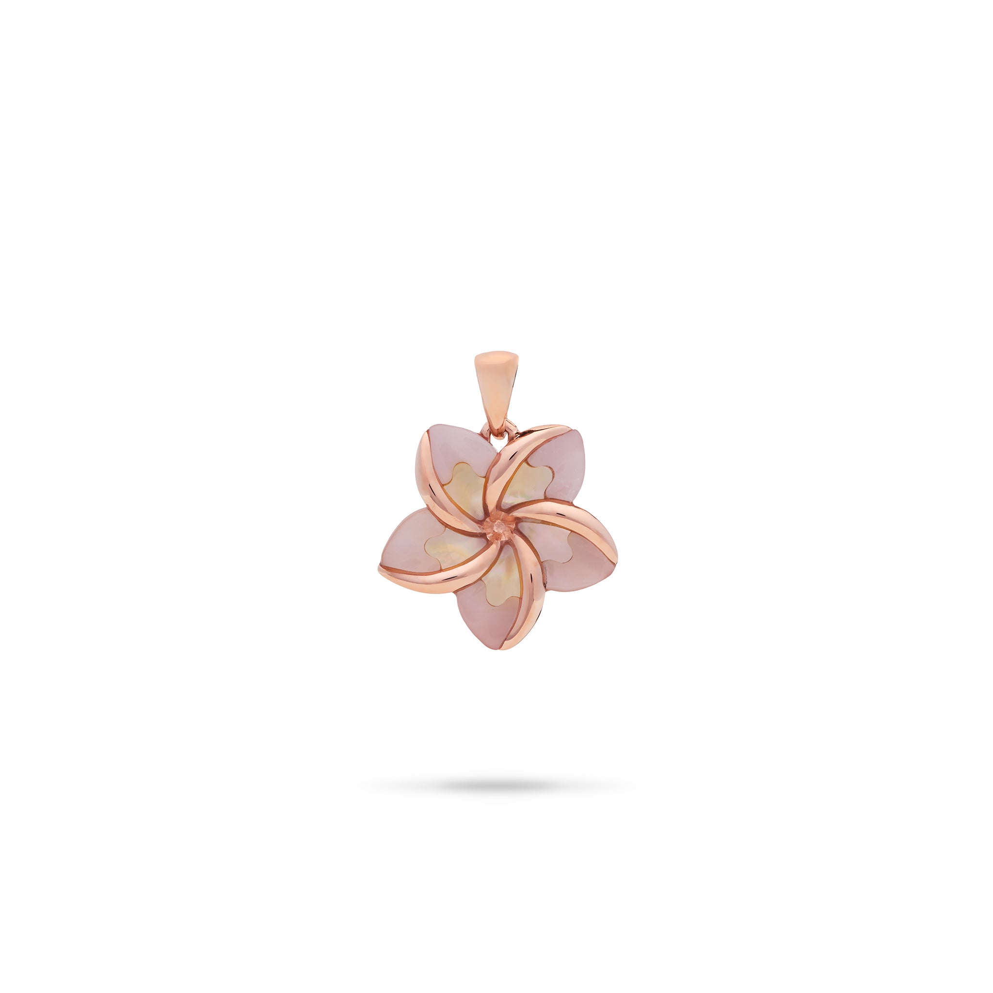 Plumeria Mother of Pearl Pendant in Rose Gold - 18mm