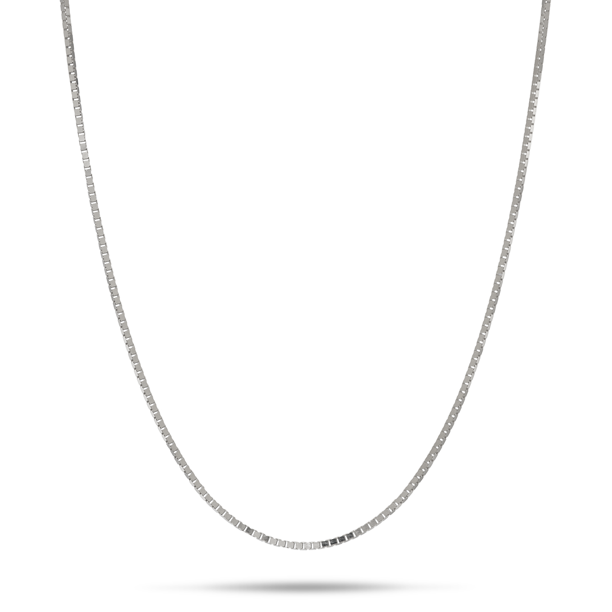 0.8mm Venetian Box Chain in White Gold