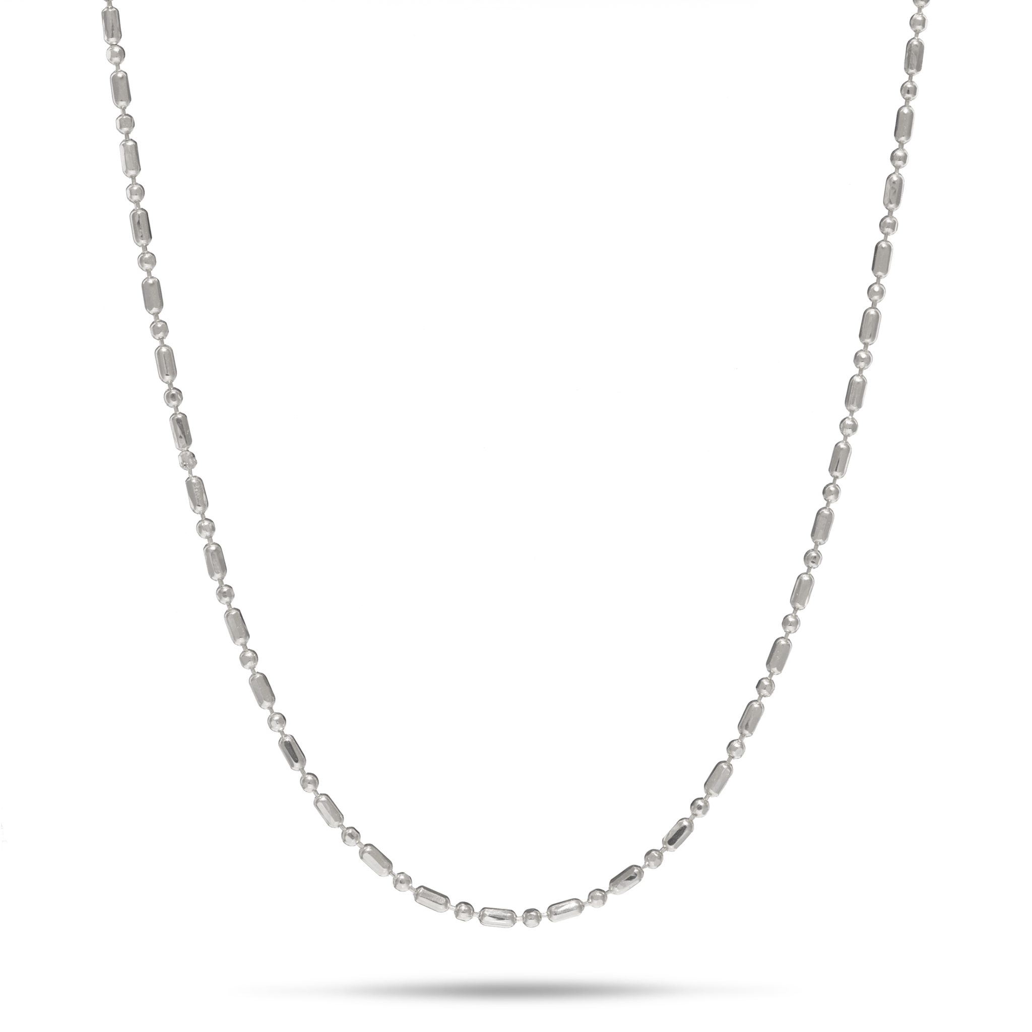 1.0mm Bar Ball Chain in White Gold