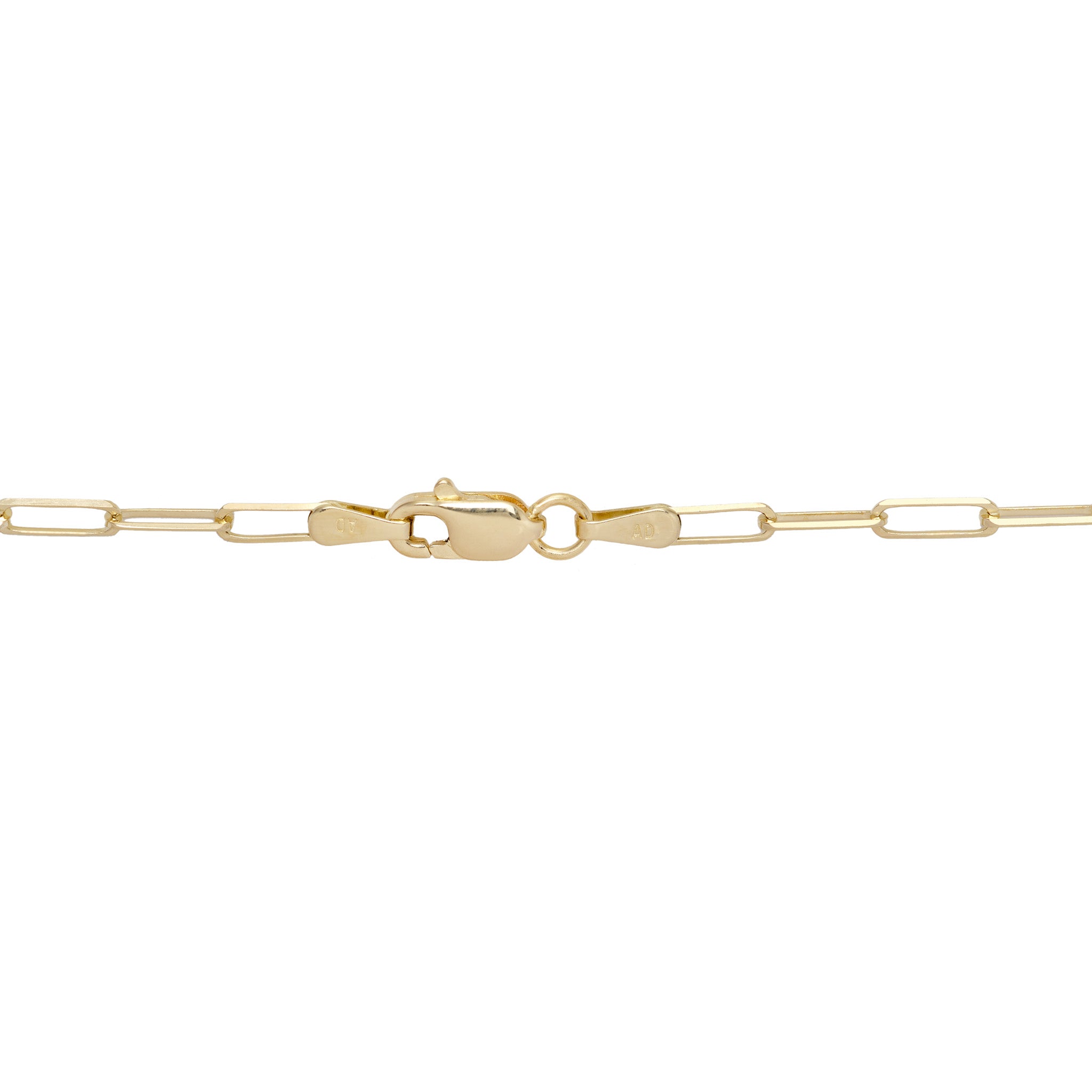 2mm Paperclip Chain in 14k Yellow Gold with Lobster law Clasp