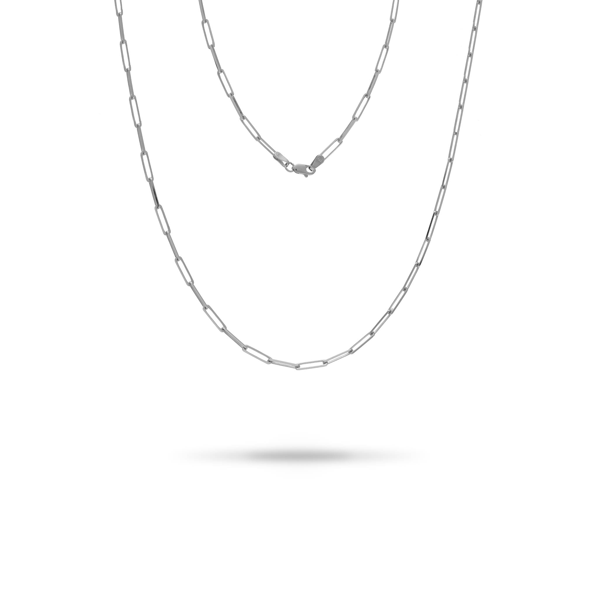 2.7mm Paperclip Chain in White Gold