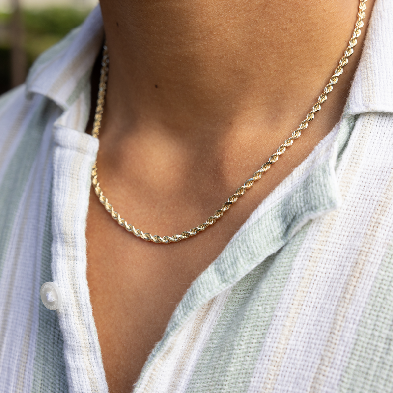 3.5mm Hollow Rope Chain in Gold
