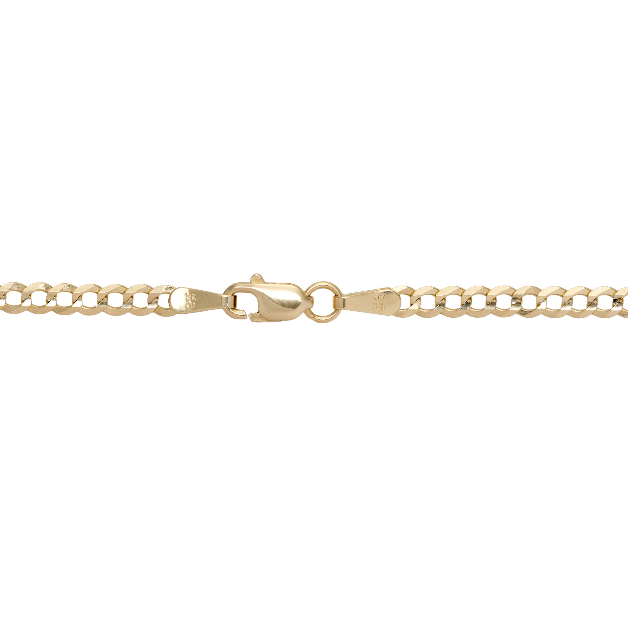 2.5mm Curb Chain in 14k Yellow Gold with Lobster Claw Clasp