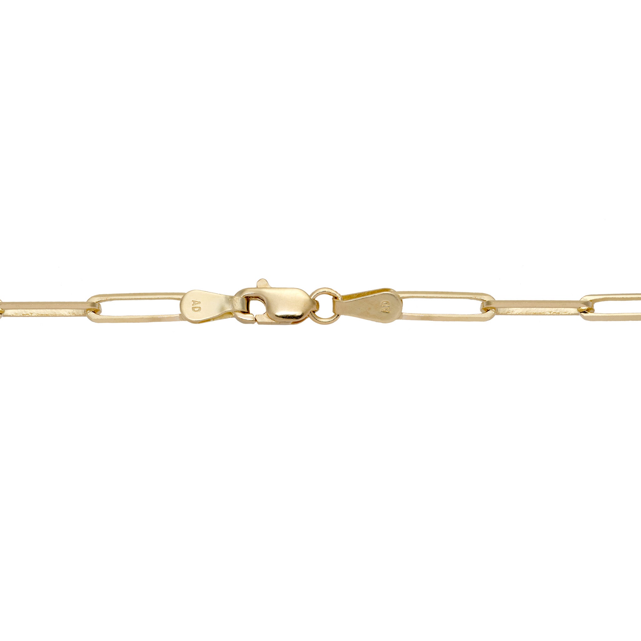2.7mm Paperclip Chain in 14k Yellow Gold with Lobster Claw Clasp