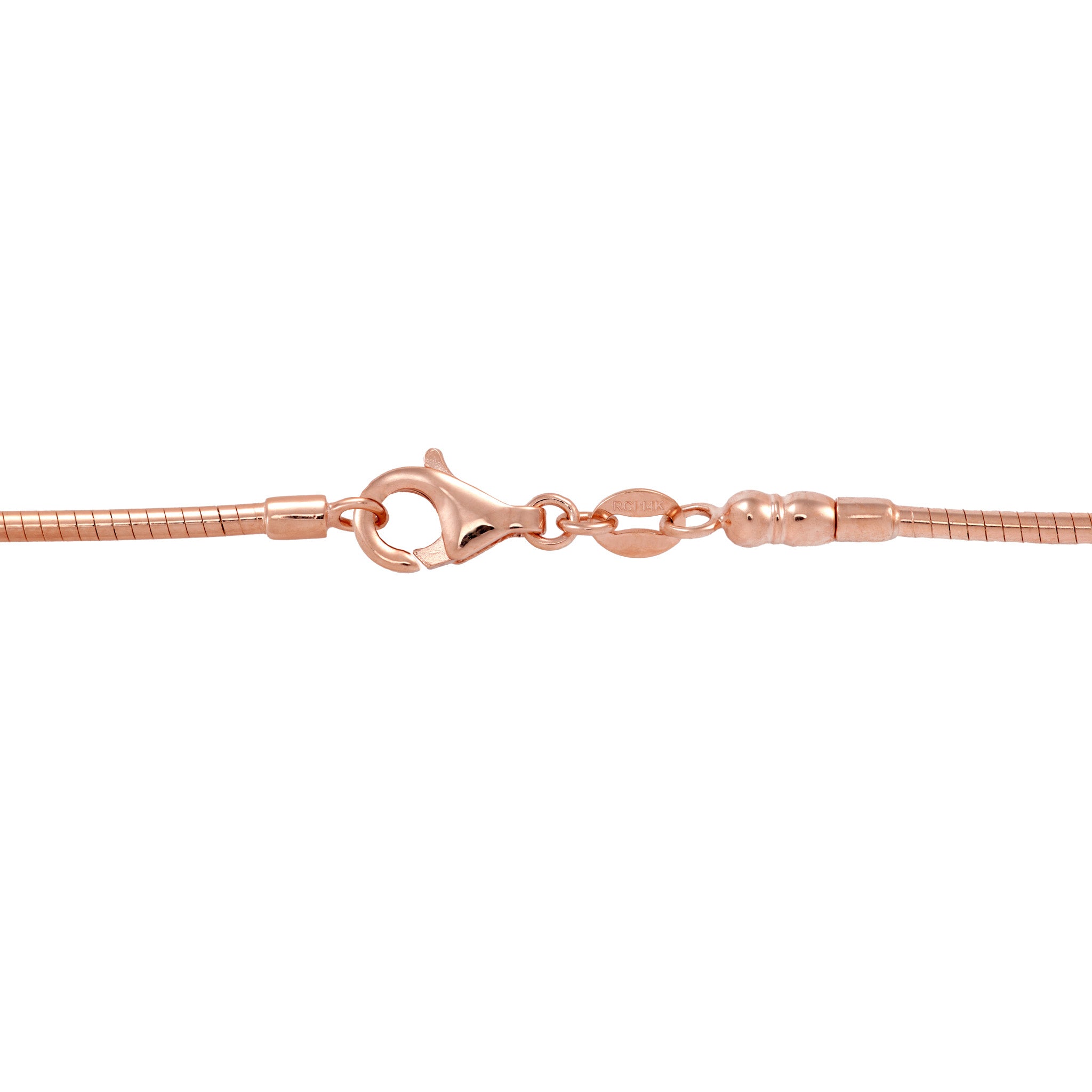 17" 1.5mm Round Omega Chain in Rose Gold
