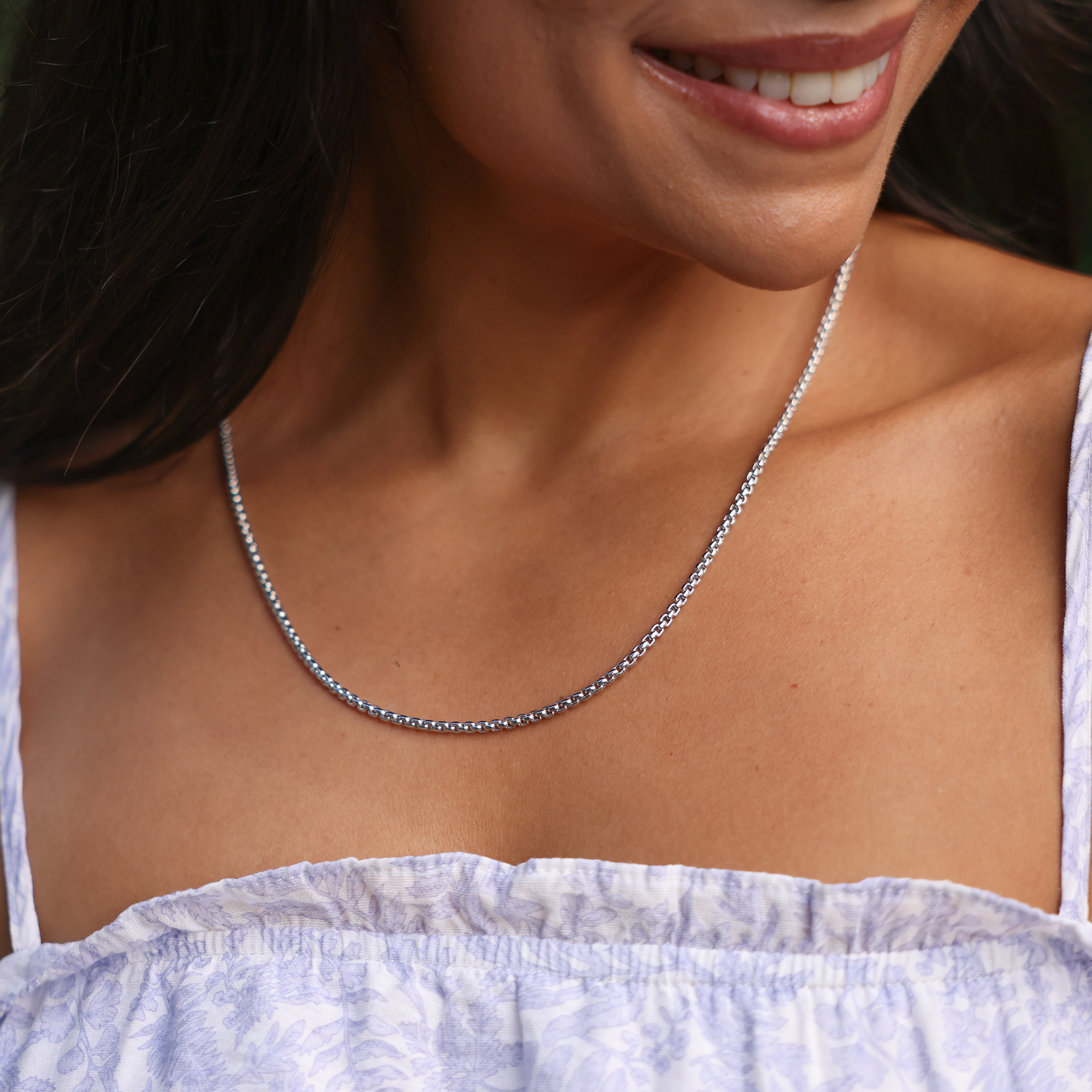 2.5mm Round Box Chain in Sterling Silver