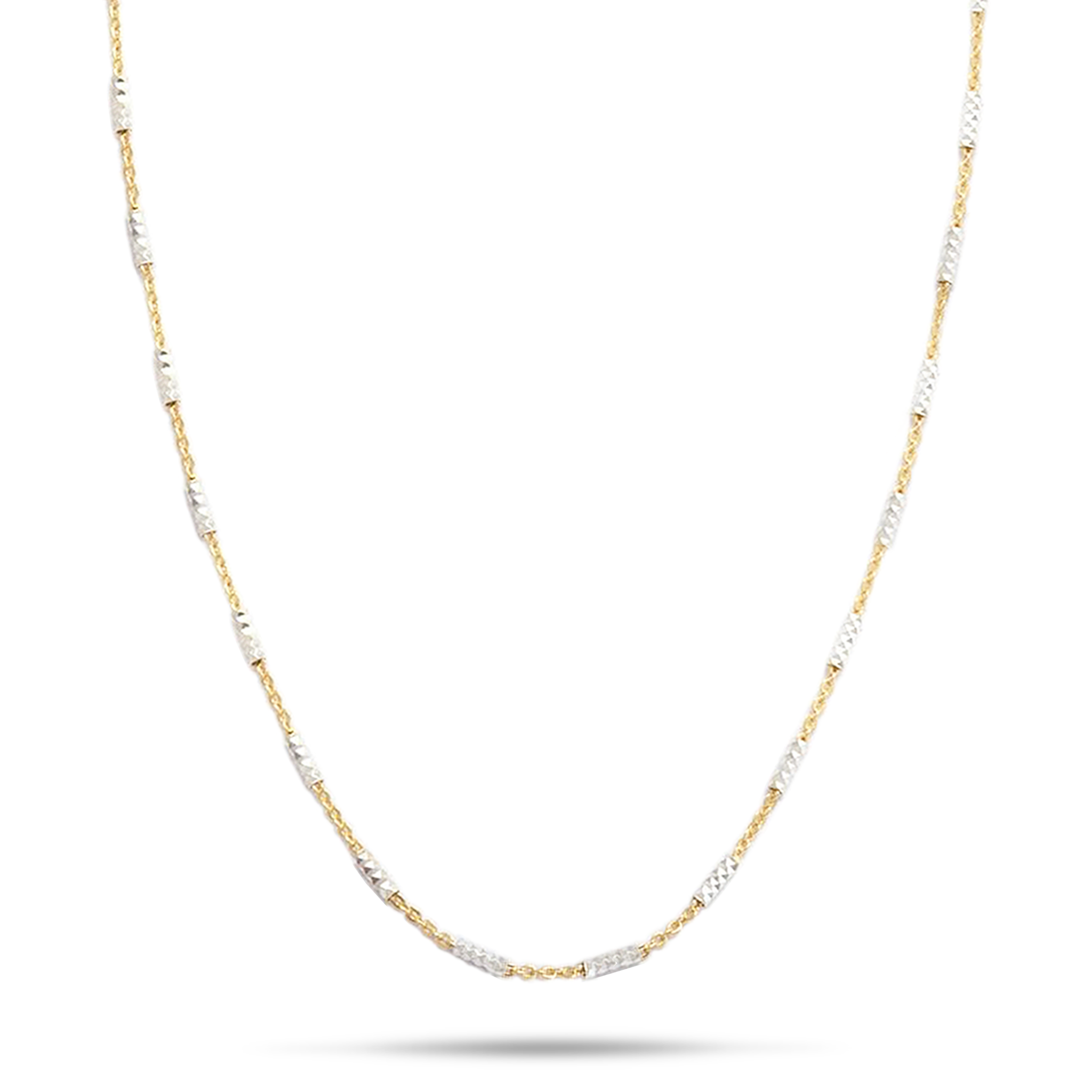 1.0mm Tube Chain in Two Tone Sterling Silver