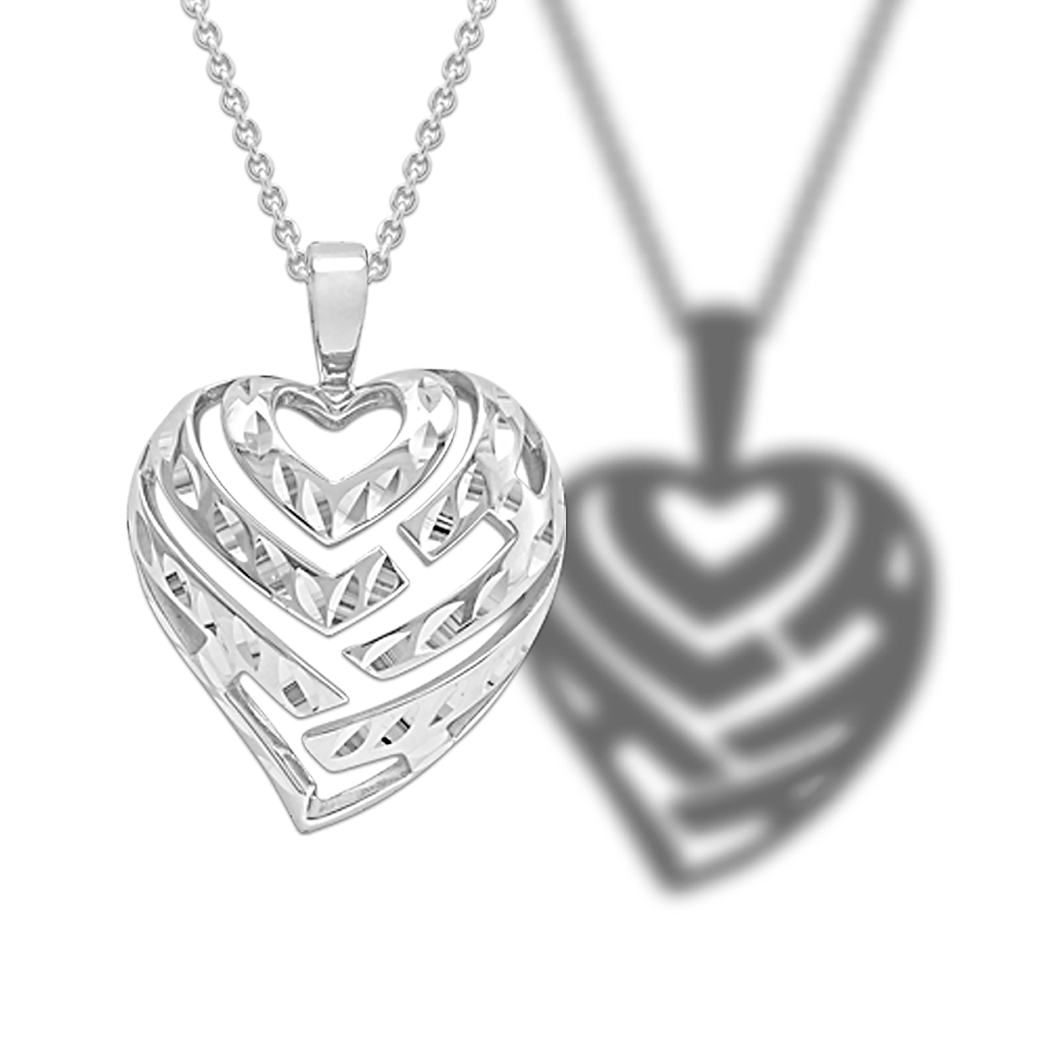 24" Adjustable Aloha Heart Necklace in Sterling Silver - 24mm