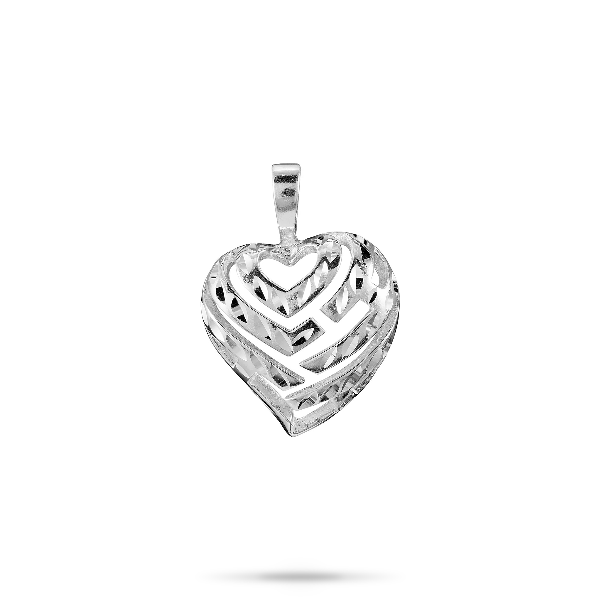 Aloha Heart Pendant in Sterling Silver - 18mm