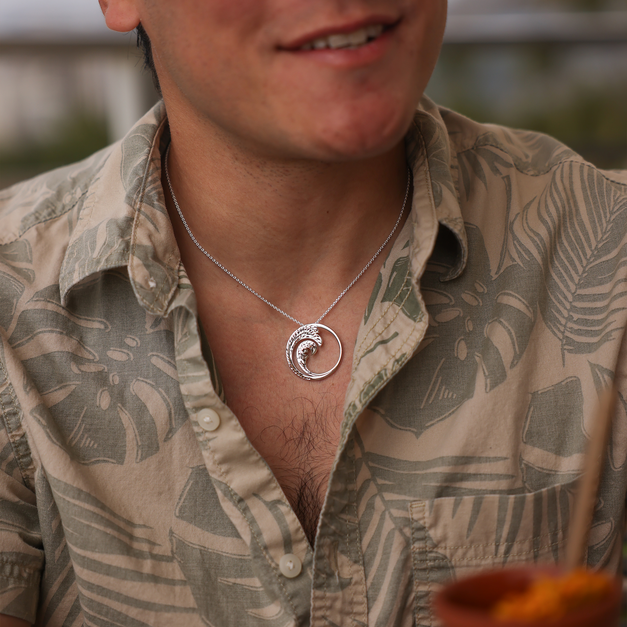 61 cm verstellbare Nalu-Halskette aus Sterlingsilber – 30 mm