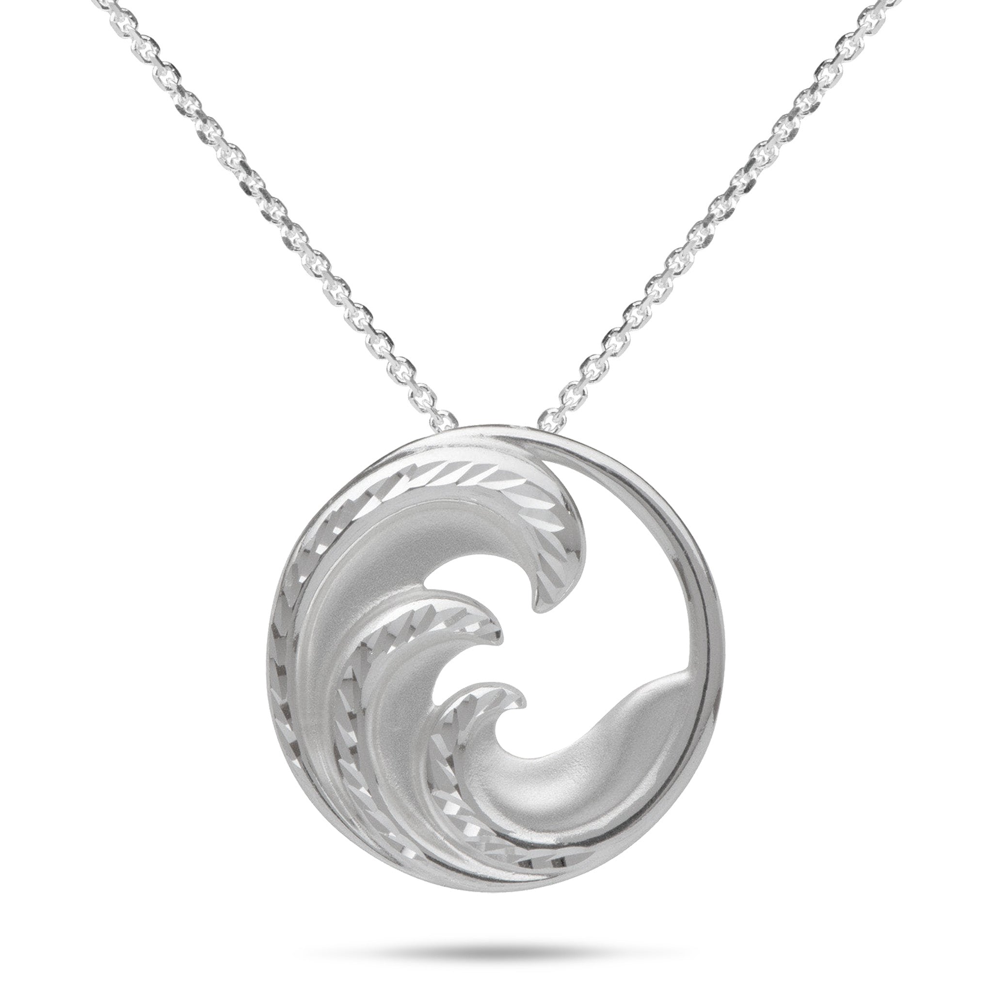 24" Adjustable Nalu Pendant Necklace in Sterling Silver - 24mm