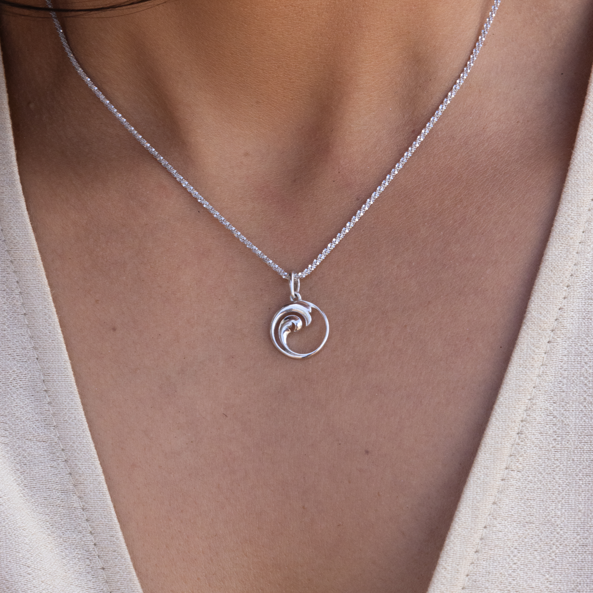 Nalu Pendant / Charm in Sterling Silver - 12mm