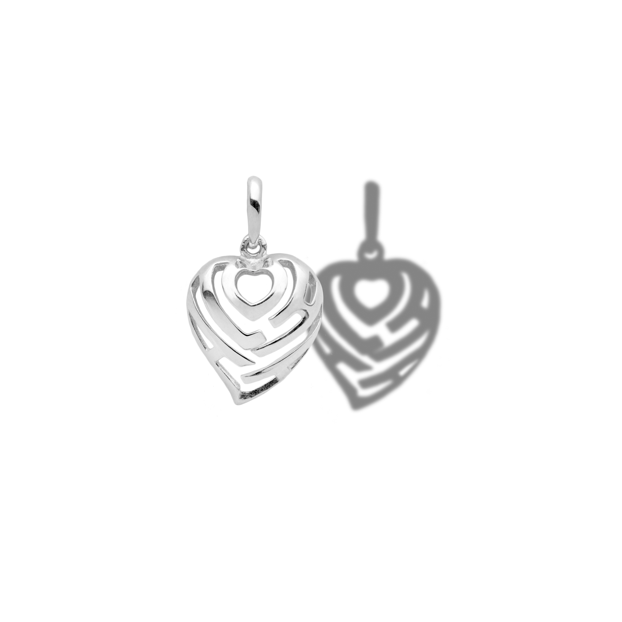 Aloha Heart Charm/Pendant in Sterling Silver - 12mm