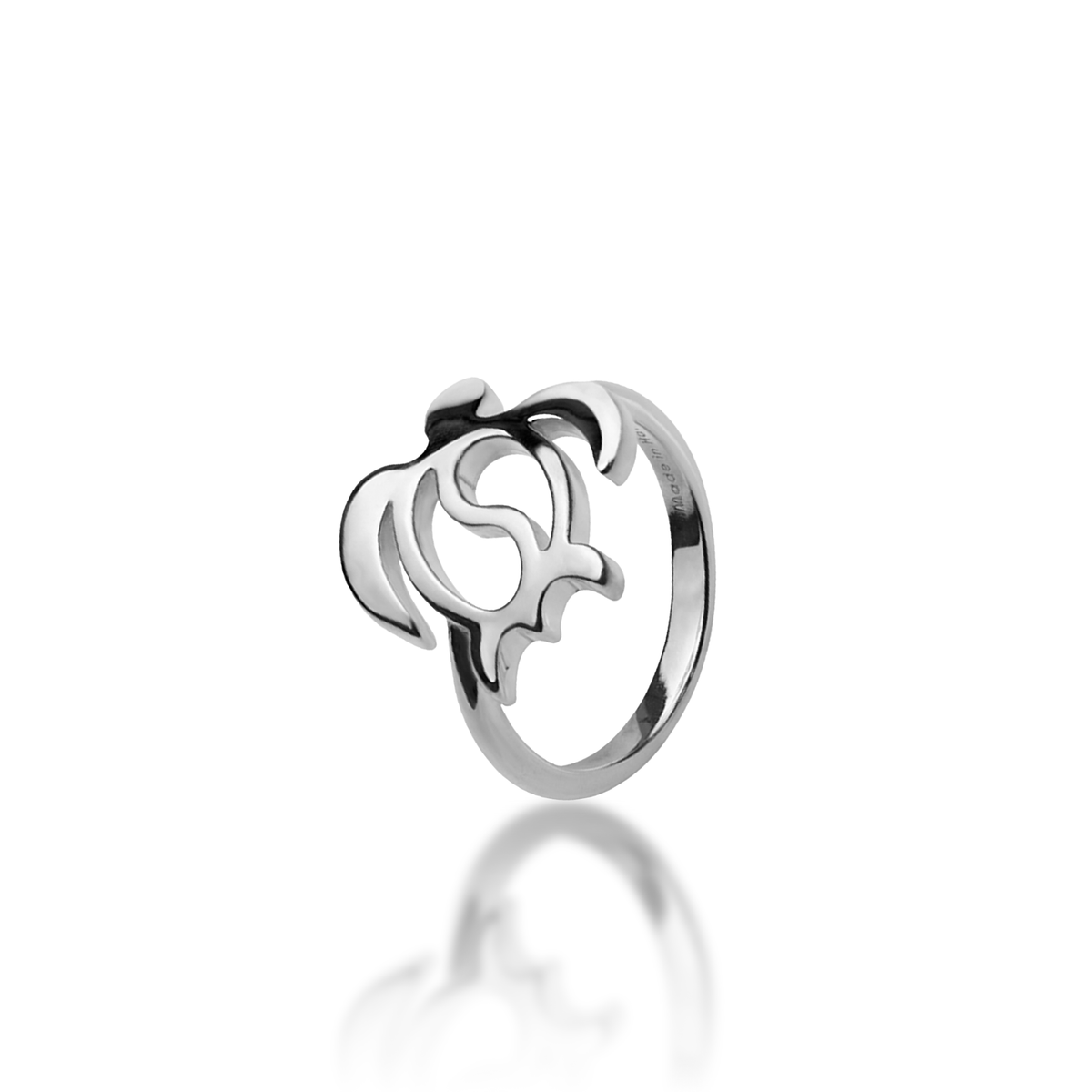 Honu (Sea Turtle) Yin Yang Ring in Sterling Silver