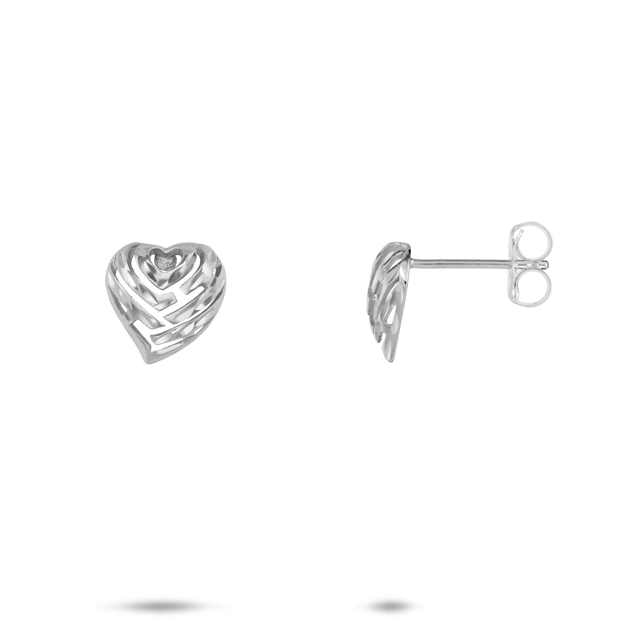 Aloha Heart Earrings in Sterling Silver - 10mm