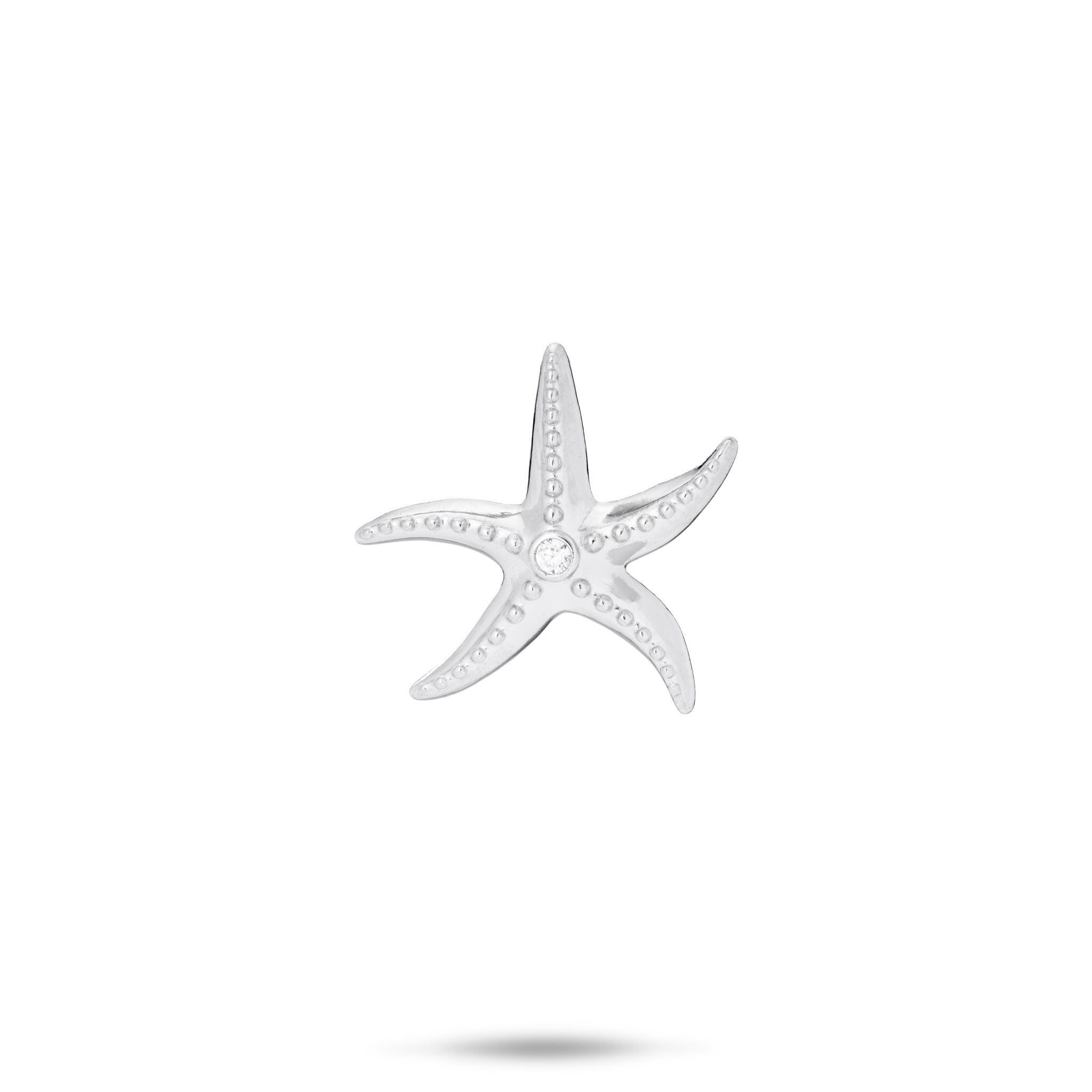 Starfish Pendant in Sterling Silver with Cubic Zirconia- 18mm