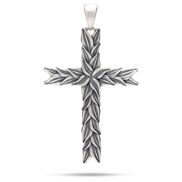 Maile Cross Pendant in Sterling Silver - 52mm