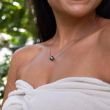 Collier de perles noires de Tahiti de 18 po en argent sterling
