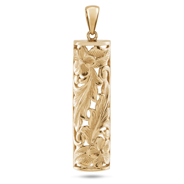 Hawaiian Heirloom Plumeria Pendant in Gold - 38mm