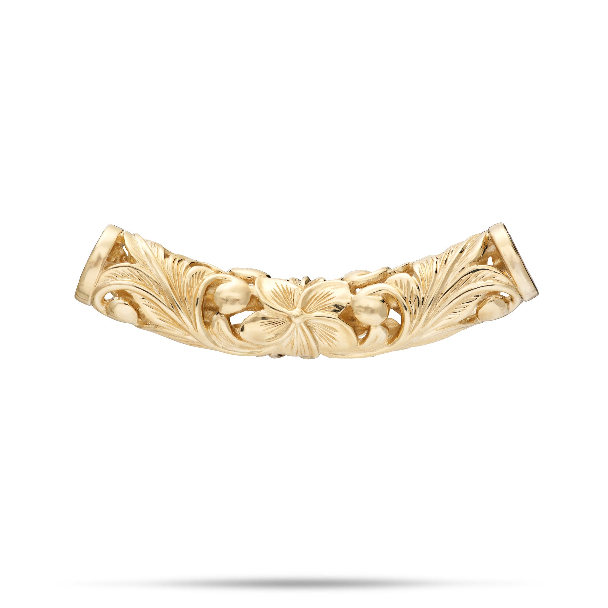 Hawaiian Heirloom Plumeria Barrel Pendant in Gold