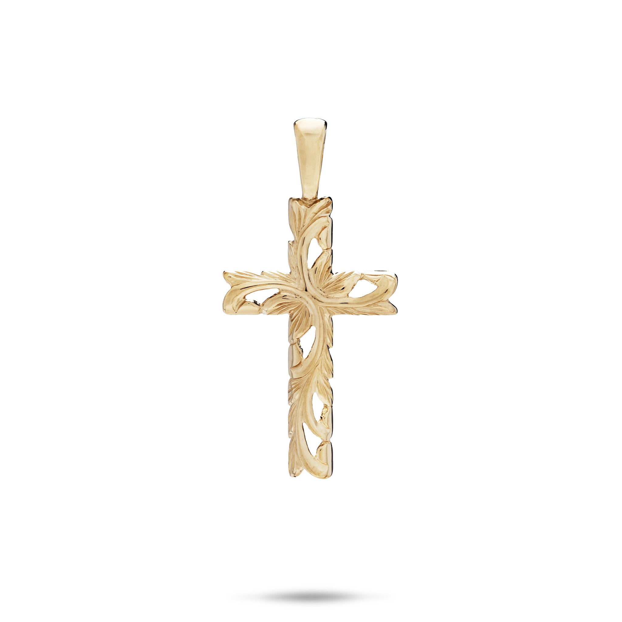 Hawaiian Heirloom Old English Scroll Cross Pendant in Gold - 23mm