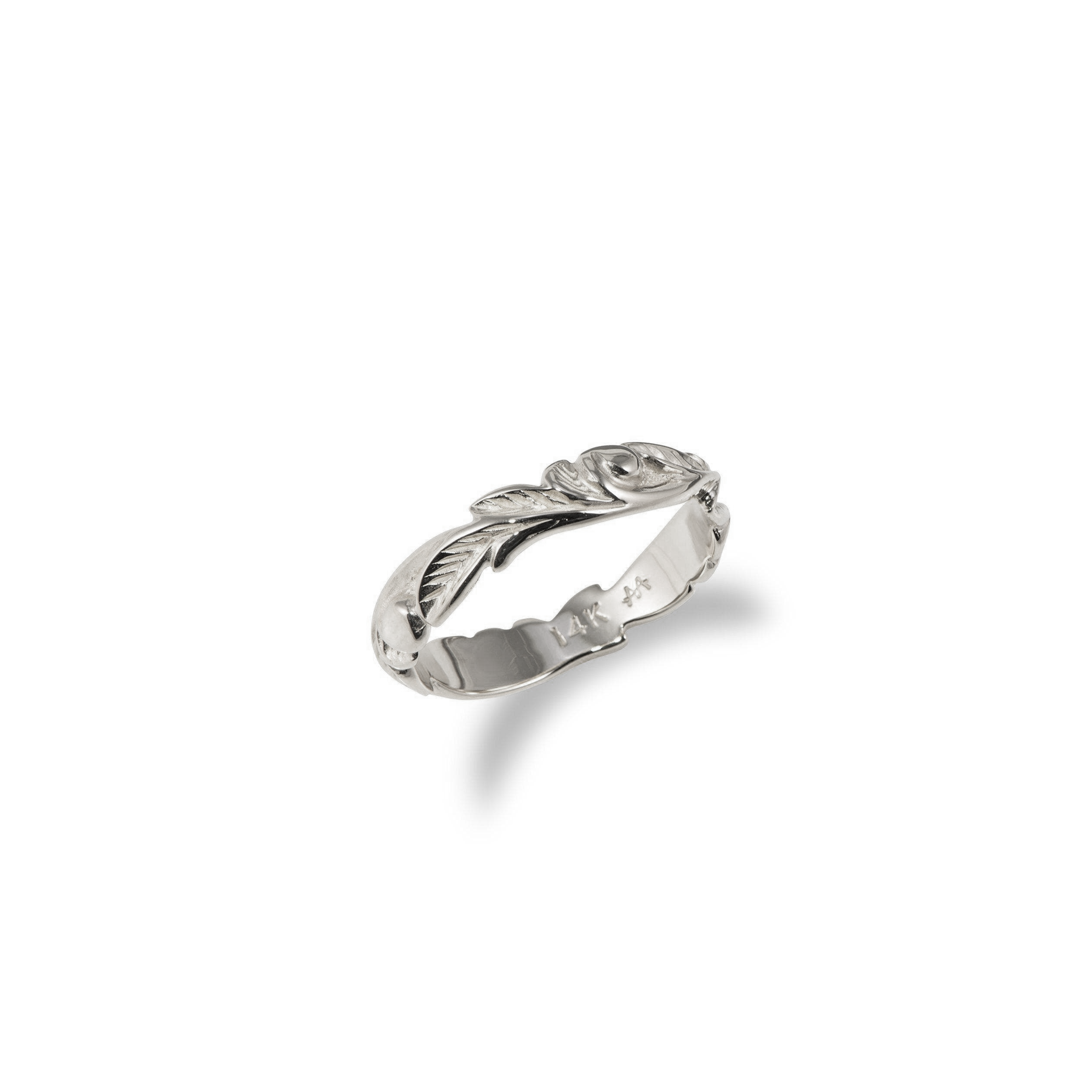 Hawaiian Heirloom Old English Scroll Ring in White Gold - 3mm