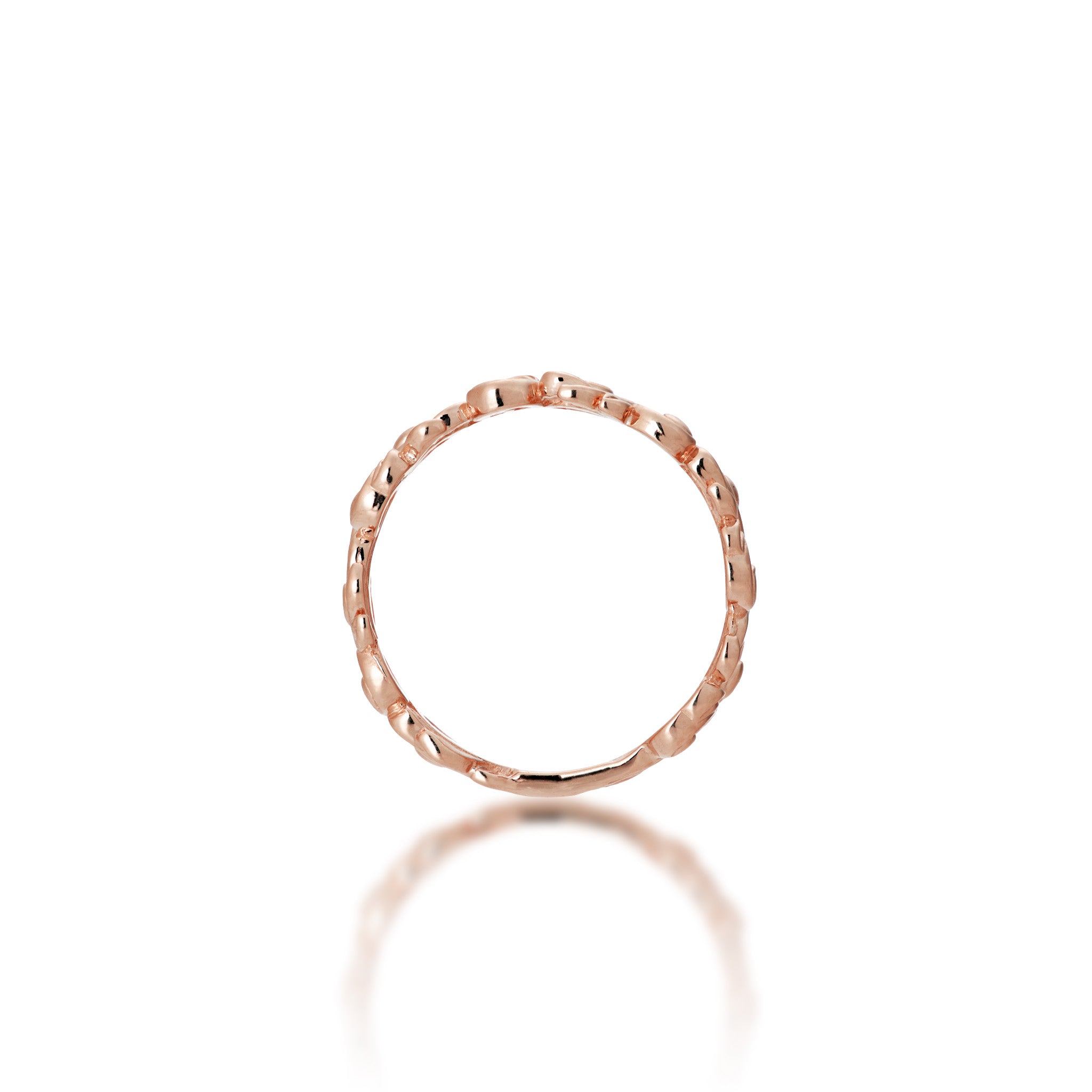 Side view of the 6mm Living Heirloom Ring in Rose Gold with Diamonds