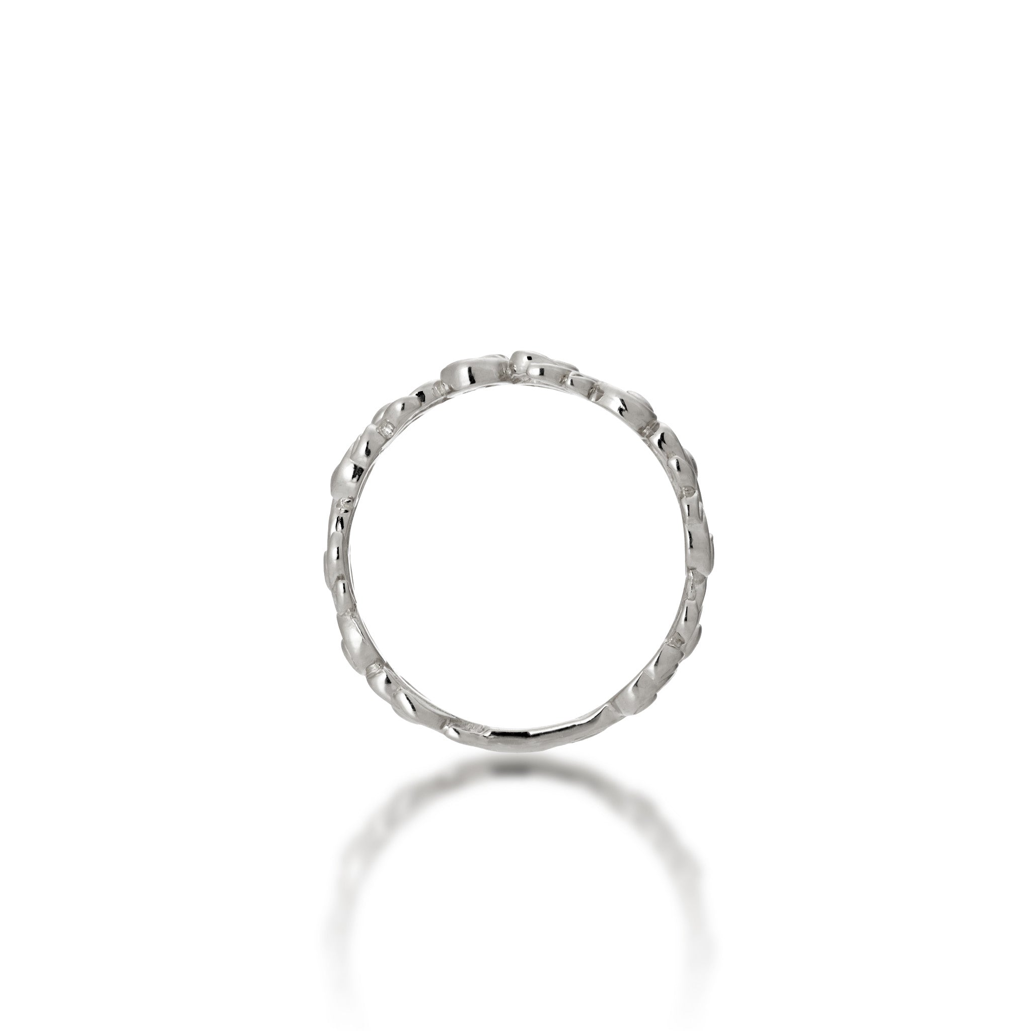 Side view of the 6mm Living Heirloom Ring in White Gold with Diamonds on a white background
