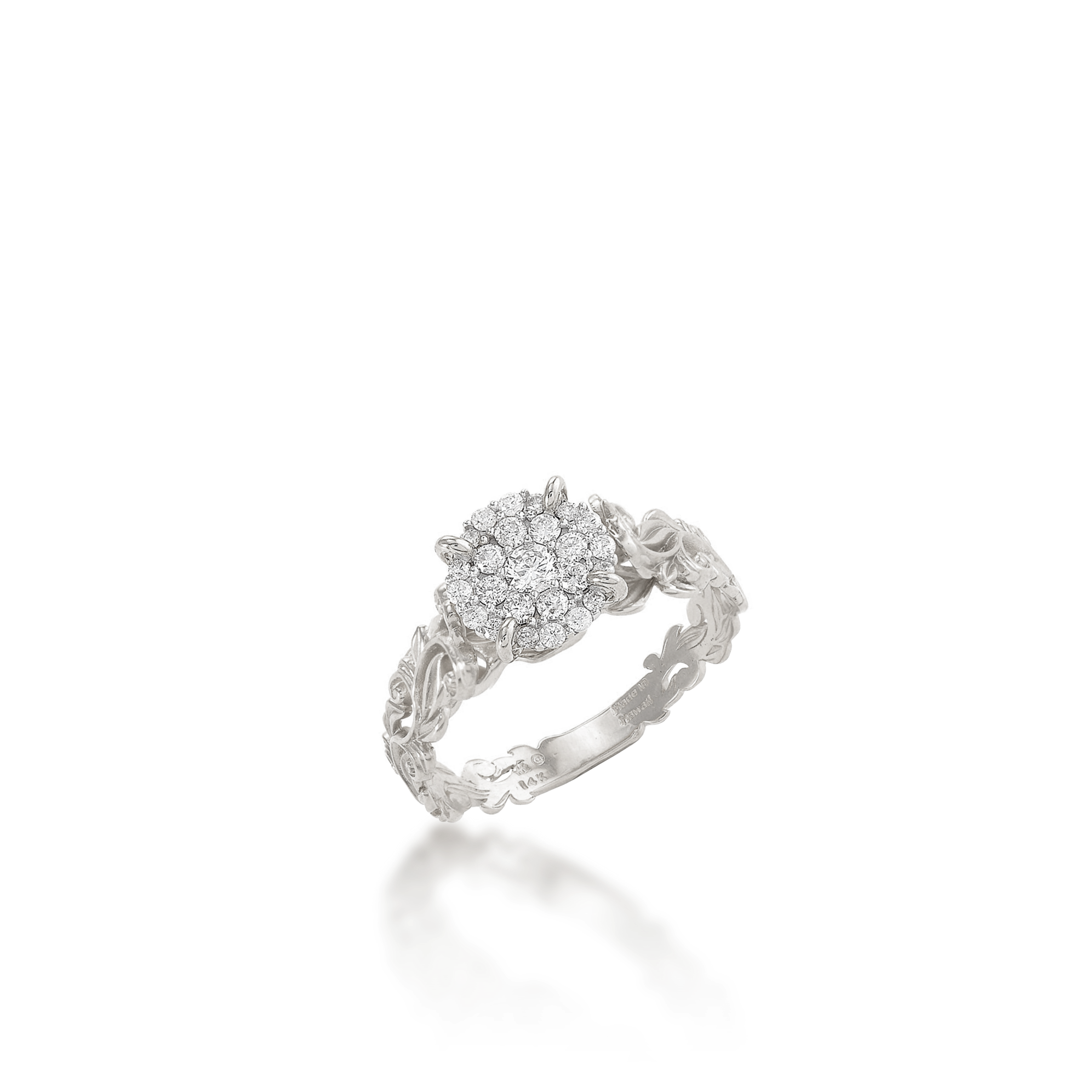 Living Heirloom Engagement Ring in White Gold with Diamonds