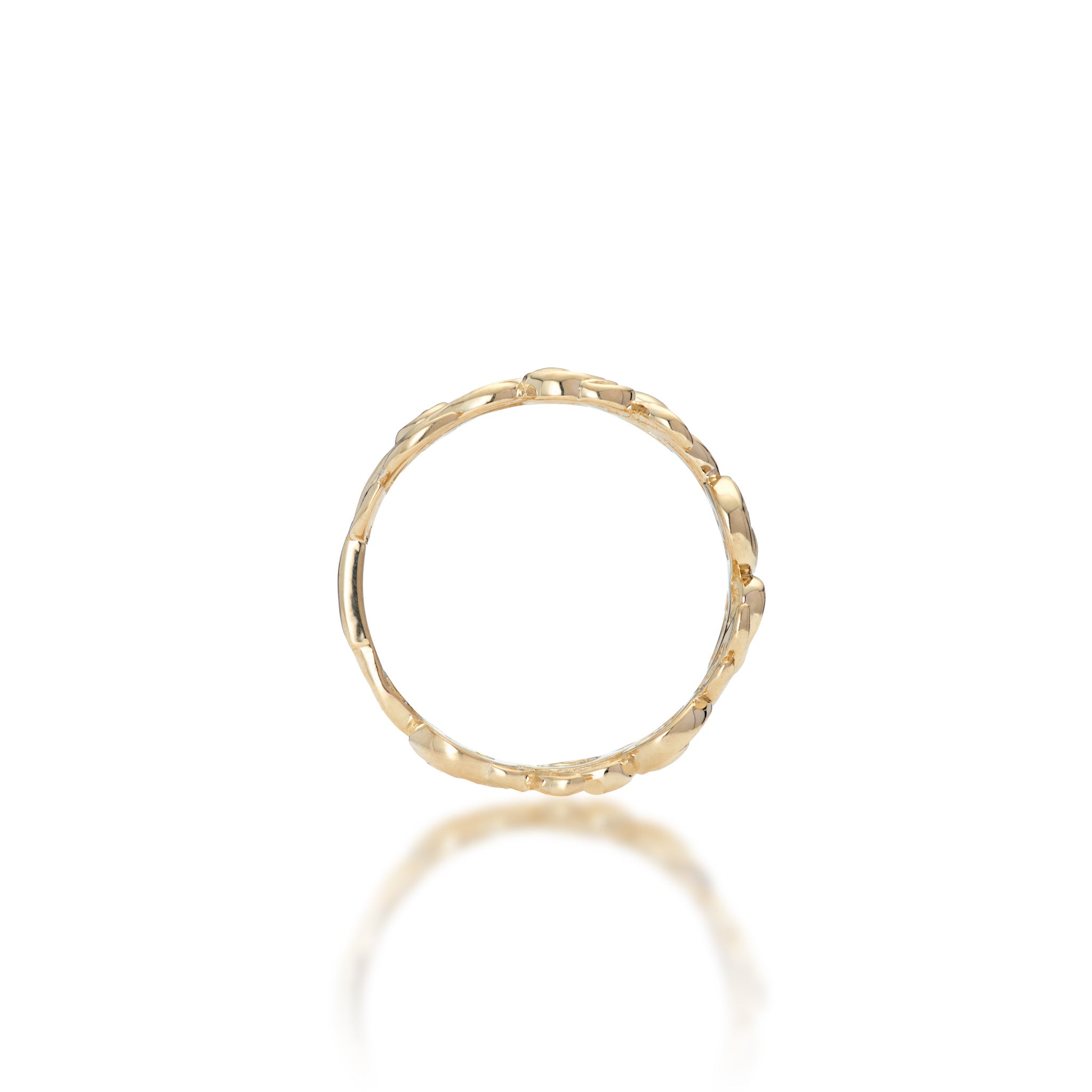 Side view of the 8mm Living Heirloom Ring in 14k Yellow Gold with Diamonds on a white background