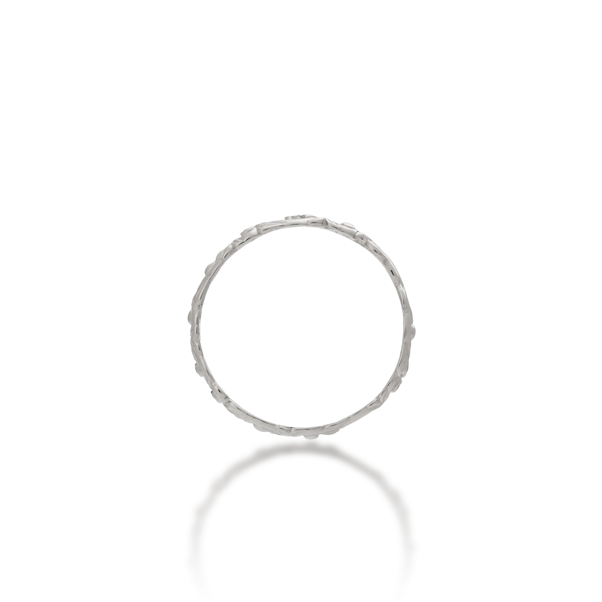 Side view of the 3mm Living Heirloom Ring in White Gold with Diamonds