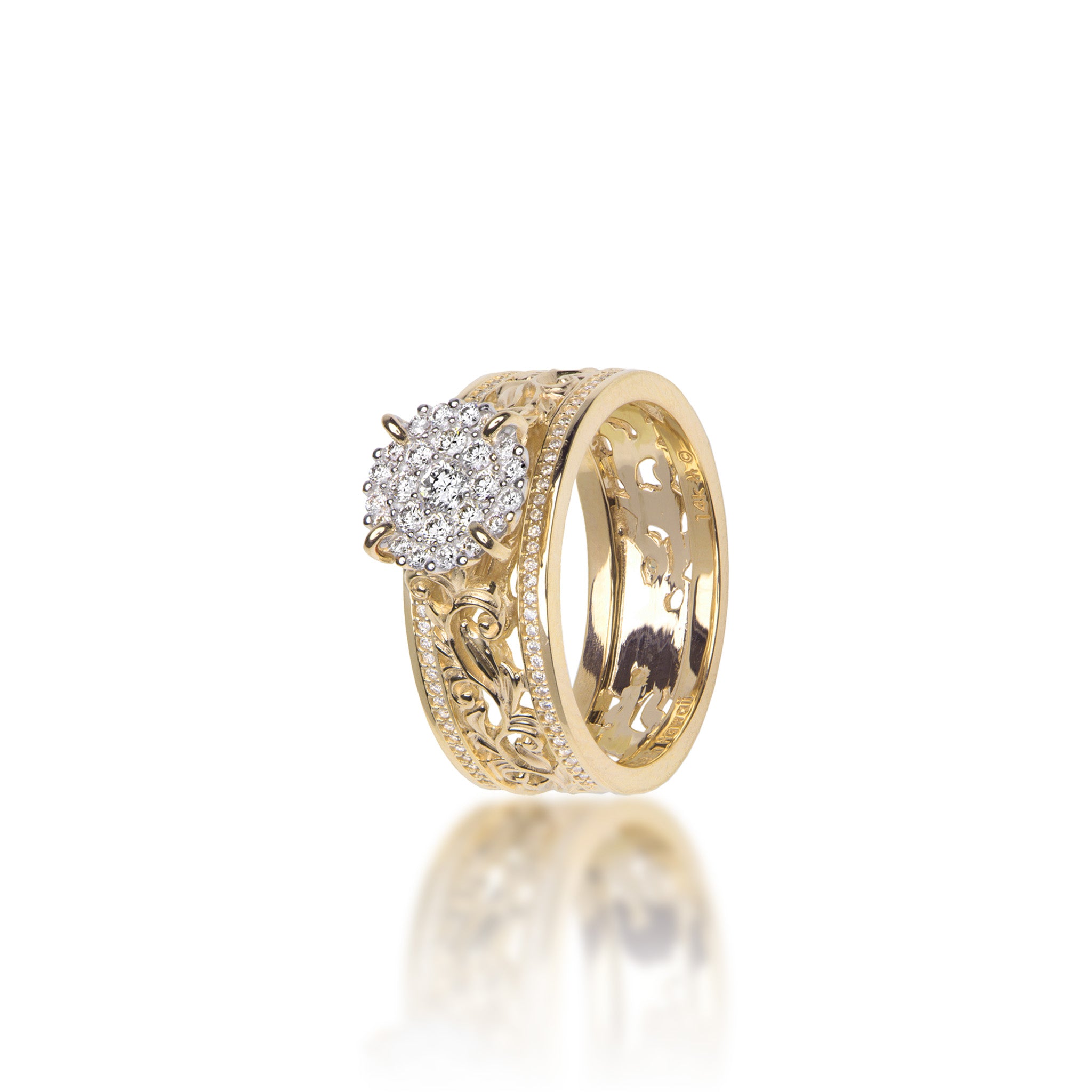 Living Heirloom Engagement Ring in Gold with Diamonds - 7mm