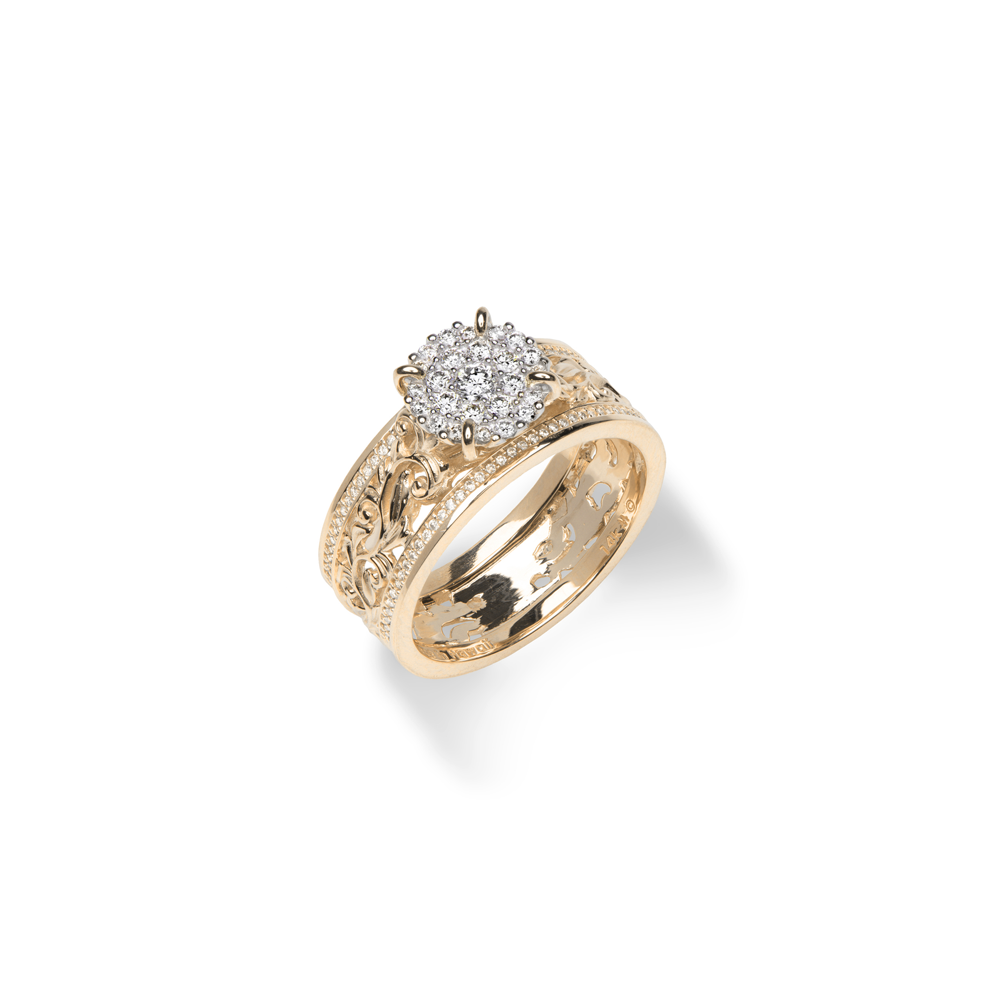 Living Heirloom Engagement Ring in Gold with Diamonds - 7mm
