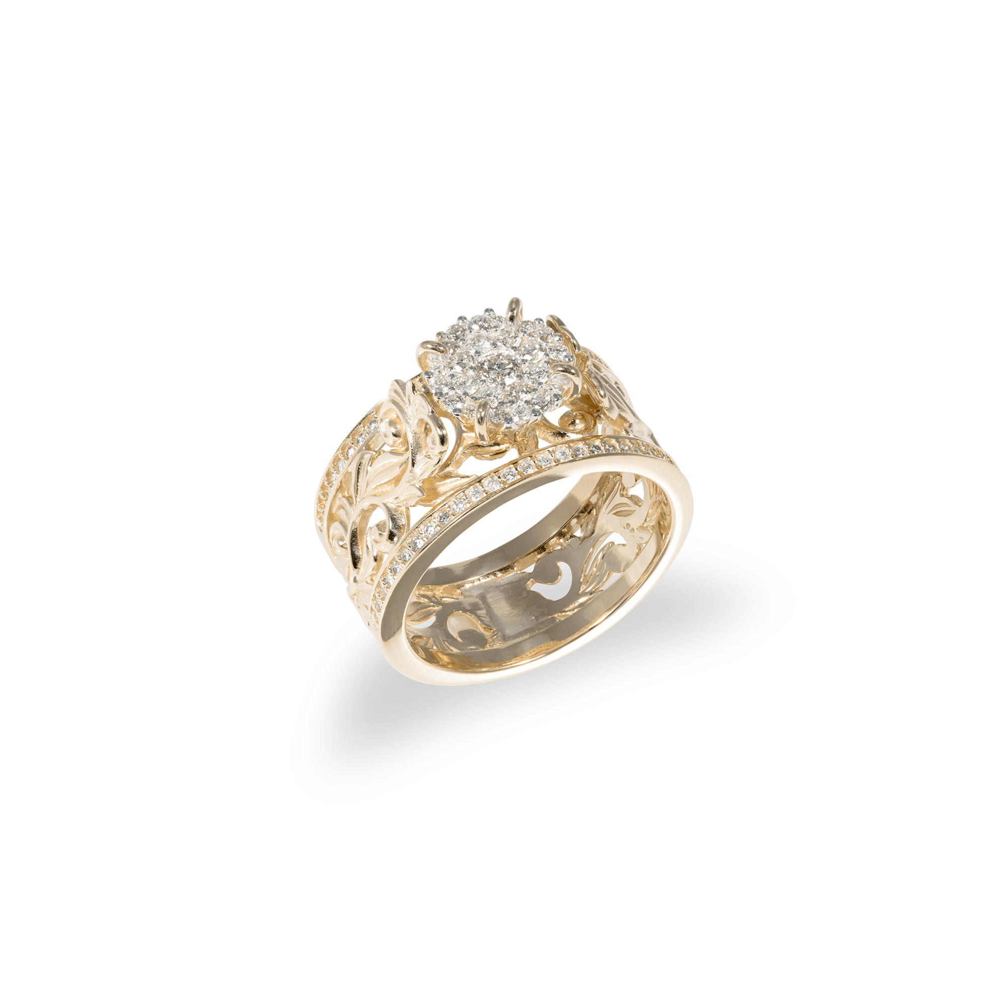 Living Heirloom Engagement Ring in Gold with Diamonds - 10mm
