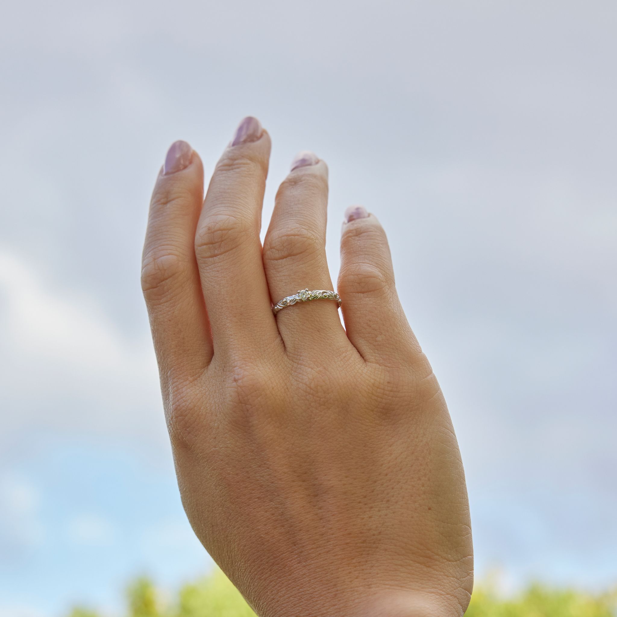Living Heirloom-Ring aus Weißgold mit Diamanten – 3 mm