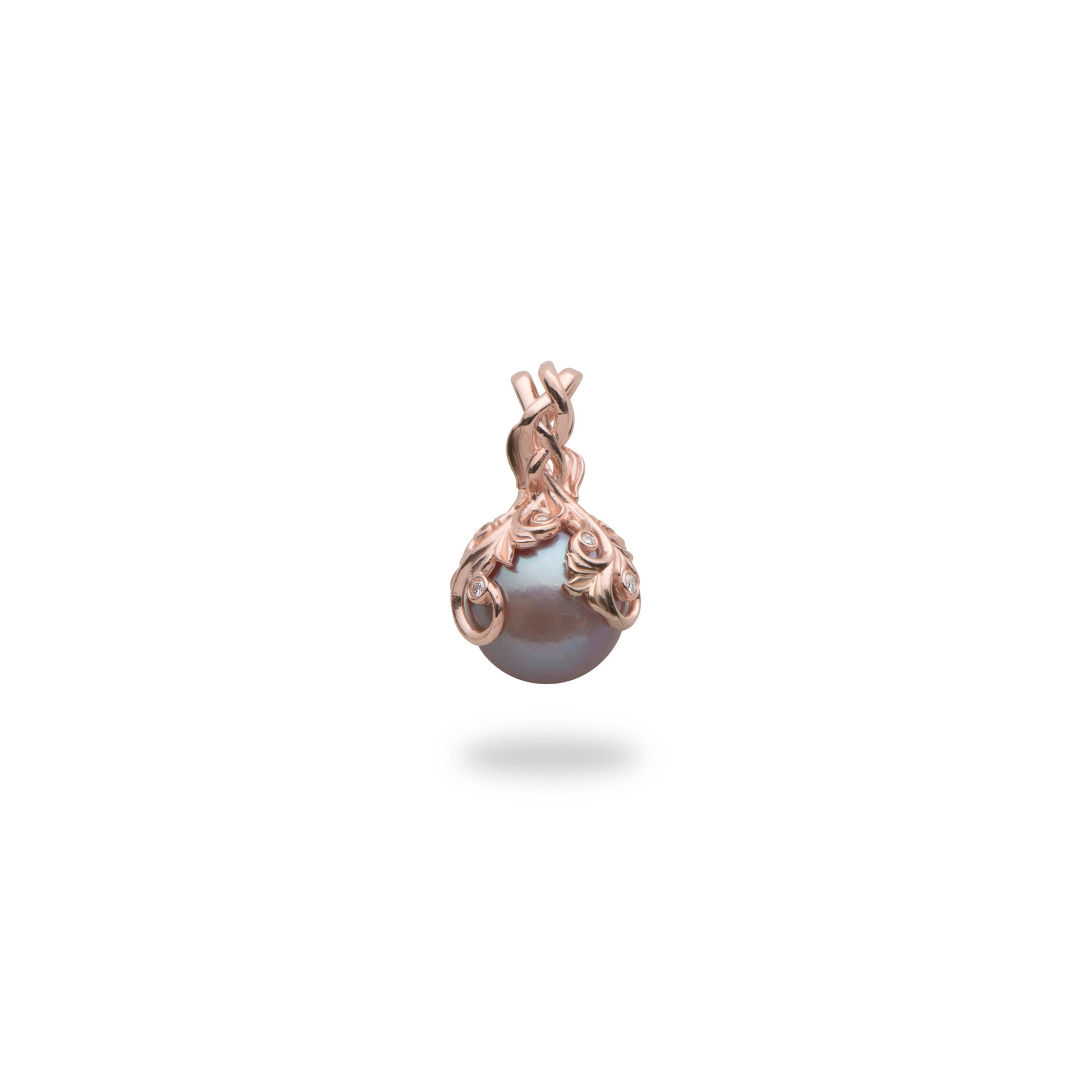 Héritage vivant Lilac Pendant les perles d'eau douce en or rose avec diamants - 11-12 mm