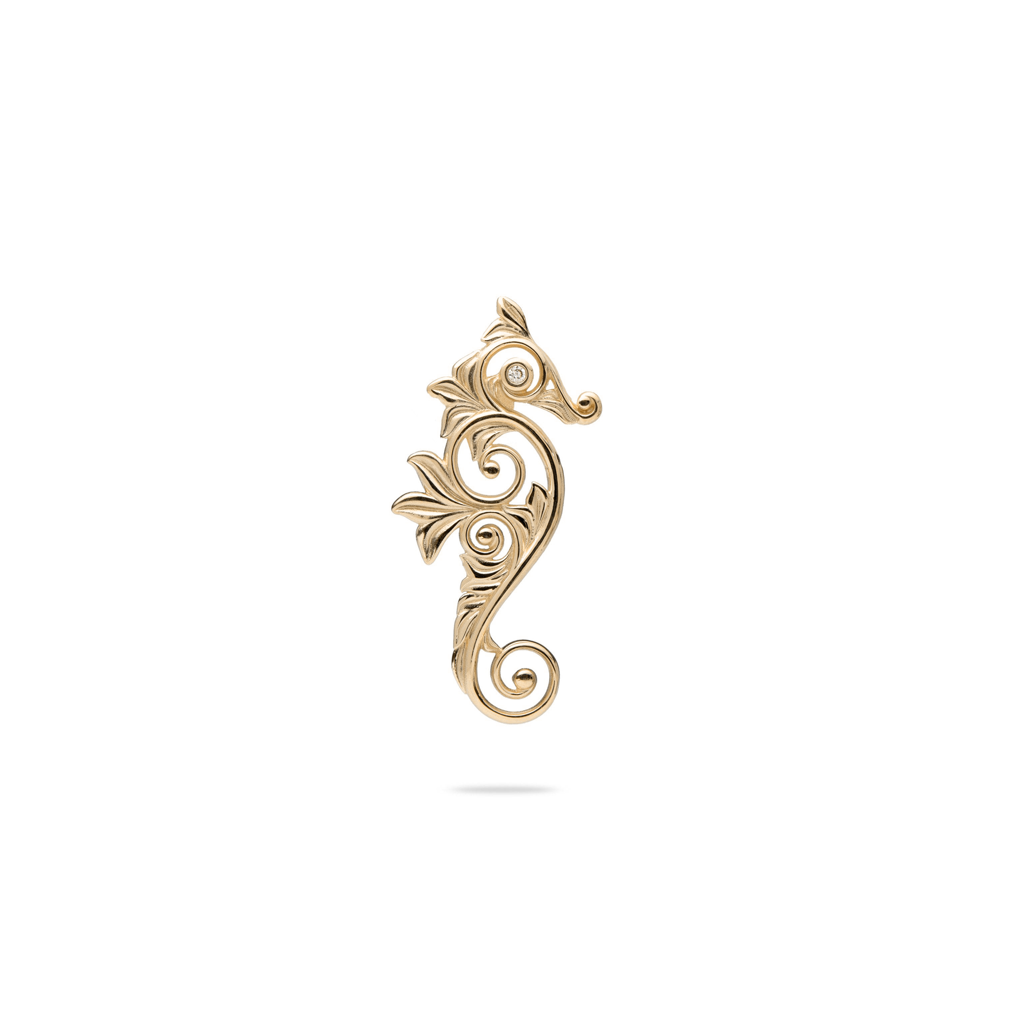 Living Heirloom Seahorse Pendant in Gold with Diamonds - 25mm