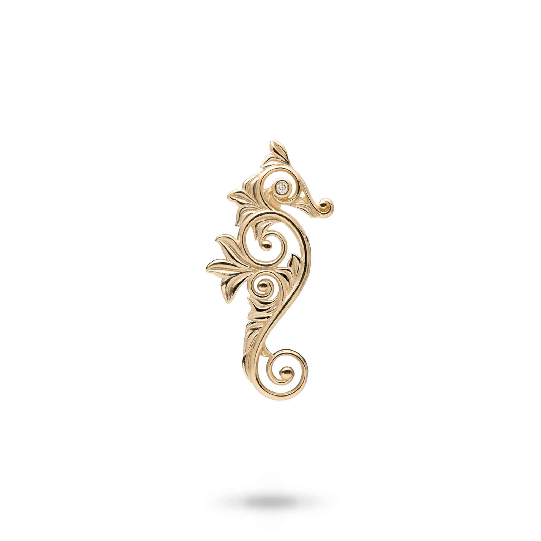 Living Heirloom Seahorse Pendant in Gold with Diamonds - 25mm