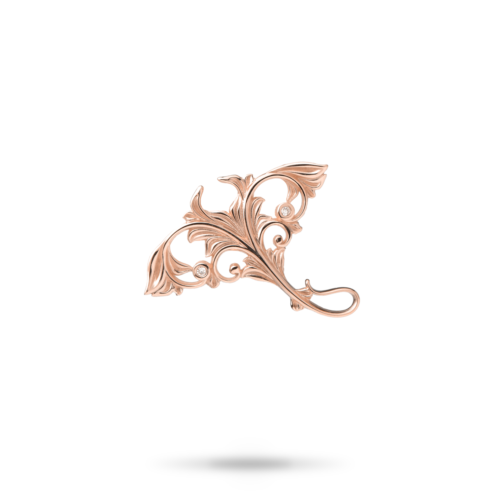 Living Heirloom Manta Ray Pendant in Rose Gold with Diamonds - 23mm