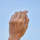 Living Heirloom Mantarochen-Ring in Gold mit Diamanten – 20 mm