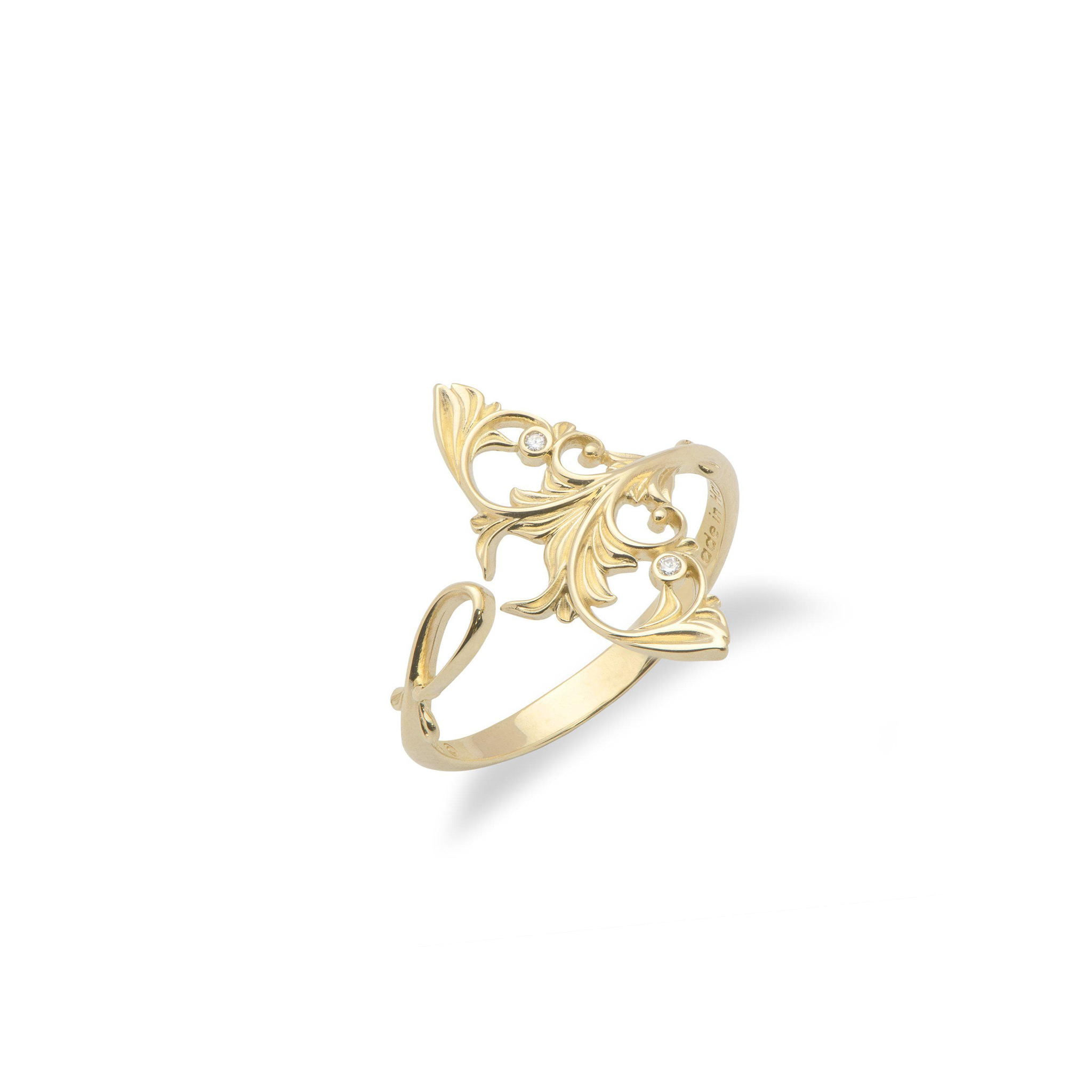 Living Heirloom Manta Ray Ring in Gold with Diamonds - 20mm