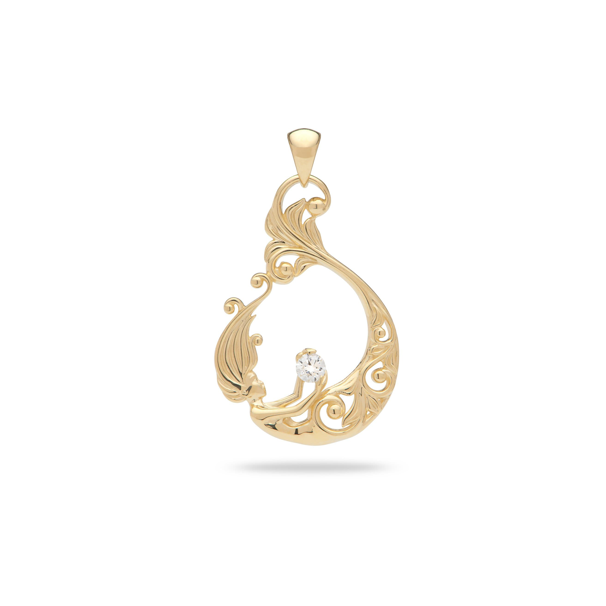 Living Heirloom Meerjungfrauen-Anhänger in Gold mit Diamant – 27 mm