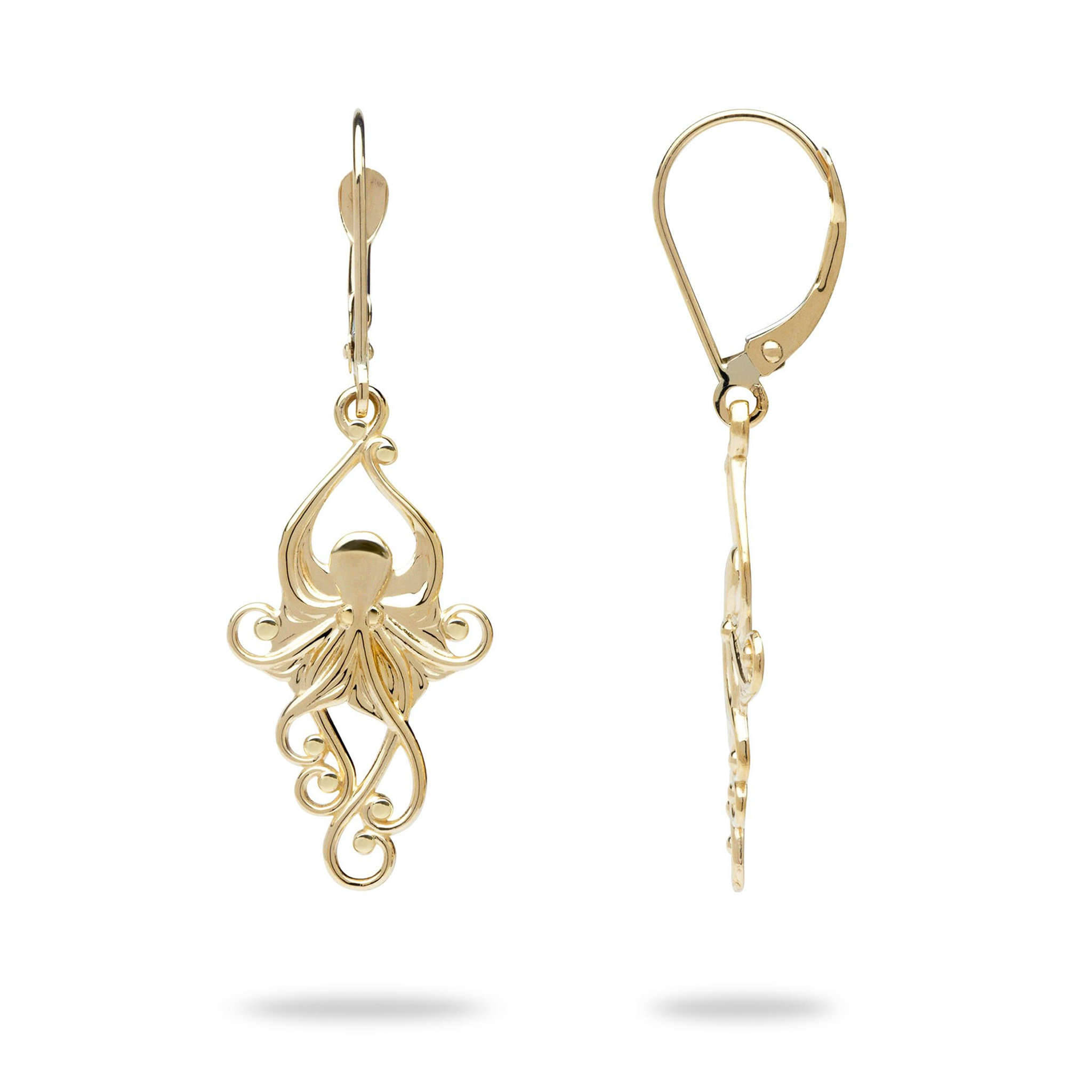 Living Heirloom Octopus Earrings in Gold - 25mm